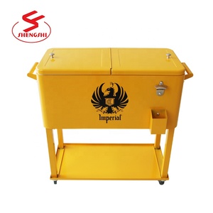 Patio Ngoài Trời Ice Cool Giỏ Hàng Kim Loại Rolling Cooler Ice Bia Đồ Uống Ngực Với Bánh Xe - Product Image 3