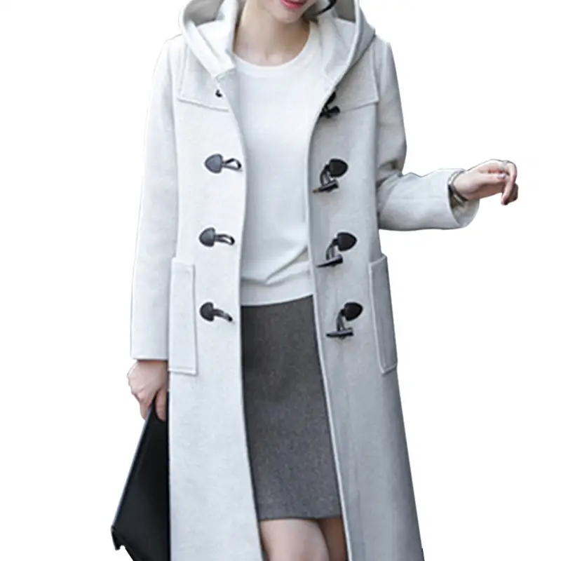 Neues design beliebte qualität frauen voller länge weiße wolle langen mantel