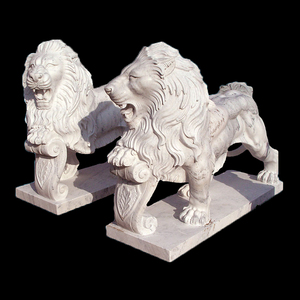 Sculpté à la main décoratif blanc <span class=keywords><strong>marbre</strong></span> <span class=keywords><strong>marche</strong></span> roaring lion décor - Product Image 4