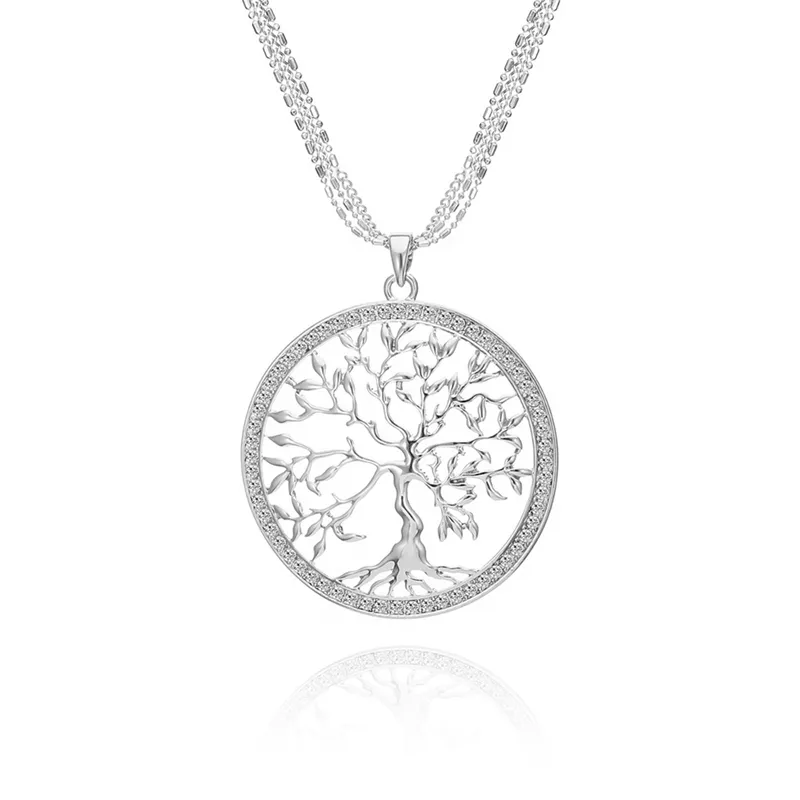 Hot Tree of Life Round Small Pendant Necklace Gold Silver Colors Elegant Women tree Jewelry Gifts Dropshipping XL08075
