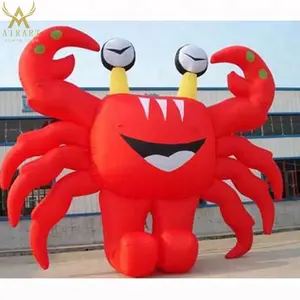 giant inflatable sea creature, inflatable decoration cartoon, inflatable orange smile crab