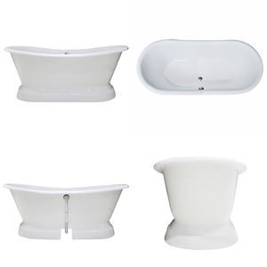 Baignoire en porcelaine blanche, 1700mm, motif enroulée, socle en fonte, pour baignoire d'hôtel - Product Image 1