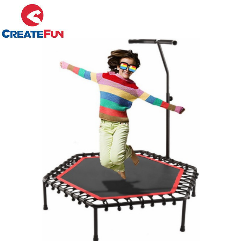 CreateFun 48 50 53 55inch Rebounder Hexagonal Fitness Trampoline With Handle