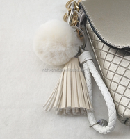 Creative haut de gamme glace soie gland femme porte-clés voiture porte-clés pendentif Rex lapin boule de poils ornements en peluche