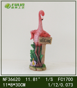 Statue d'animal en résine de <span class=keywords><strong>flamant</strong></span> <span class=keywords><strong>rose</strong></span> ornements de jardin de roman pour la décoration de plaque de bienvenue d'été - Product Image 6