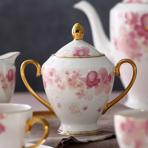 English Luxury 15pcs Ceramic Coffee Tea Set Flower Decal Design <strong>Turkish</strong> Cup Saucer Sets Fine Bone Tea Set with <strong>Teapot</strong> - Product Image 2
