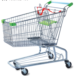 4 पहियों अमेरिकी शैली सुपरमार्केट इस्पात किराने ट्राली का इस्तेमाल किया शॉपिंग कार्ट बिक्री - Product Image 2