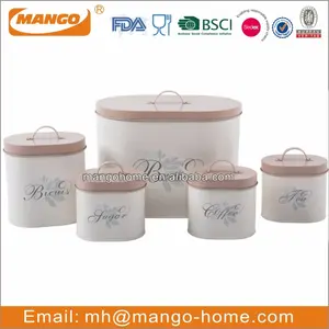 Wholesale Oval Metal Warn Color Biscuit Tea Coffee Sugar Canister Set With Lid