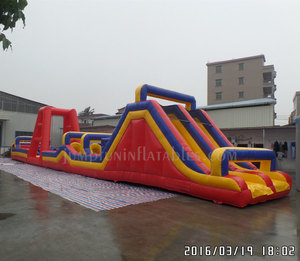 Venta superior Mejor calidad Boot Camp Inflar carrera <span class=keywords><strong>de</strong></span> obstáculos 90 pies Inflable Adultos Parque deportivo Venta China - Product Image 1