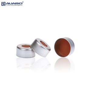 ALWSCI Gümüş 11mm Alüminyum Sıkma Kapaklar w önceden monte edilmiş Şeffaf TEF Doğal Kauçuk kırmızı-turuncu Septa 11-SP3006 - Product Image 1
