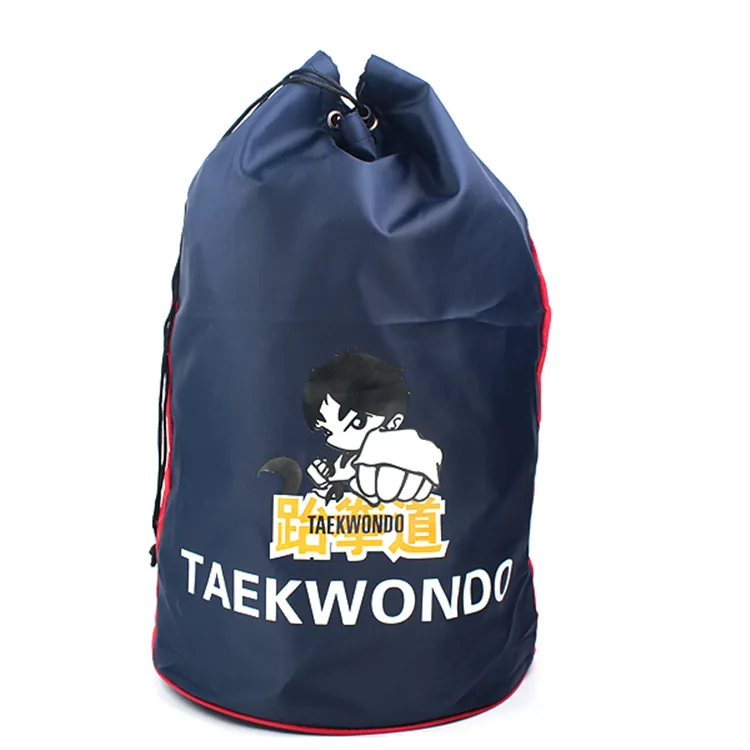 Amostra frete grátis fábrica logotipo personalizado barato taekwodo judo karate saco de esportes para venda