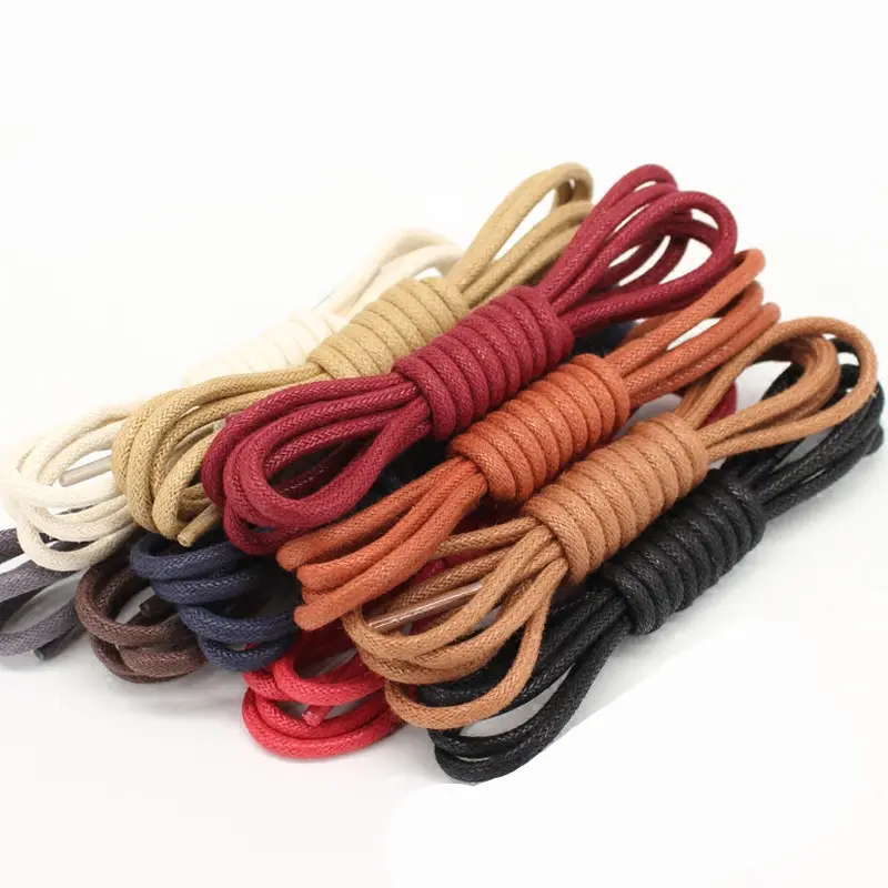 Yrunfeity cadarços redondos de algodão, cadarços redondos, corda de cera, laço de sapato, 29 cores para cadarços de couro