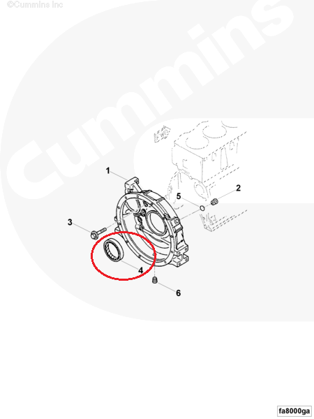 Cummins B3.3 QSB3.3 Engine Flywheel Housing Rear Crankshaft Oil