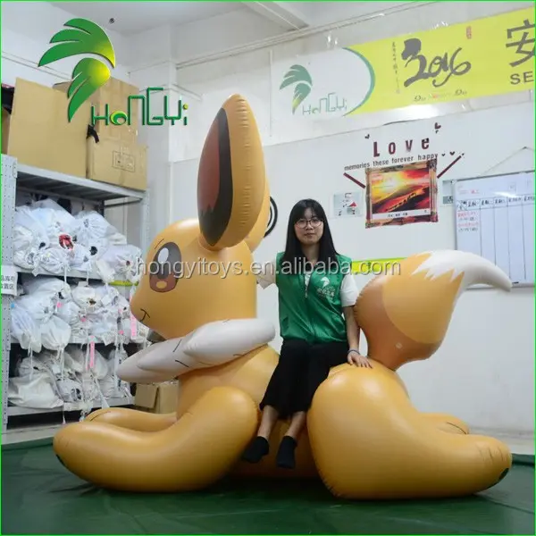 Adorable Cartoon Riding Inflatable Rabbit , PVC Inflatable Bunny Animal Toy From Hongyi