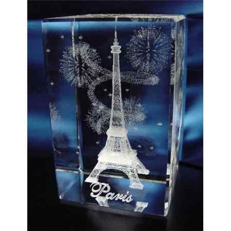Torre Eiffel 3D grabado cristal recuerdo (grande