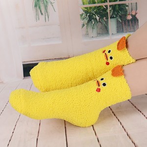 Plancher brodé bas <span class=keywords><strong>de</strong></span> noël cadeau adulte dames corail velours épaissir chaud Animal dessin animé chaussettes - Product Image 4