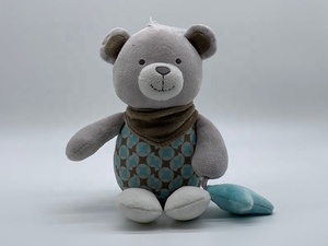 Carino morbido <span class=keywords><strong>peluche</strong></span> orsacchiotto <span class=keywords><strong>grigio</strong></span> con carillon e sonaglio lavato in cotone PP ripieno per compleanni - Product Image 2