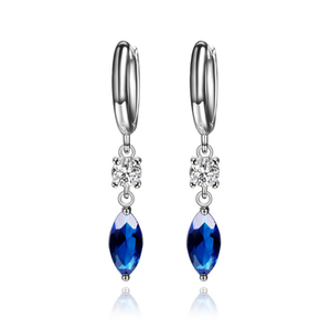 OEM & ODM Usine de bijoux Boucles d'oreilles de mariage à la mode en argent sterling marquise <span class=keywords><strong>bleu</strong></span> <span class=keywords><strong>saphir</strong></span> larme zircone cubique - Product Image 1