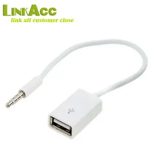 LKCL960 Kabel OTG Colokan Audio AUX Pria, Colokan Jack Ke USB 3.5 Tipe A Perempuan 2.0 Mm Putih