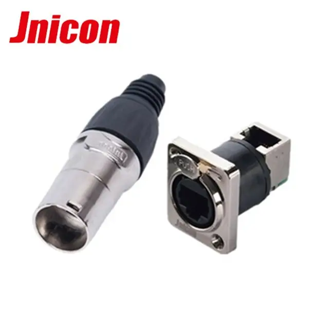 Rj45 Rj45 Connector Jnicon Waterproof Network Ethercon Dual RJ45 Ethernet Adapter Metal Circular Connector