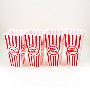 Adorox (Set of 4) Movie Theater Style Popcorn Containers Set (Reusable plastic)