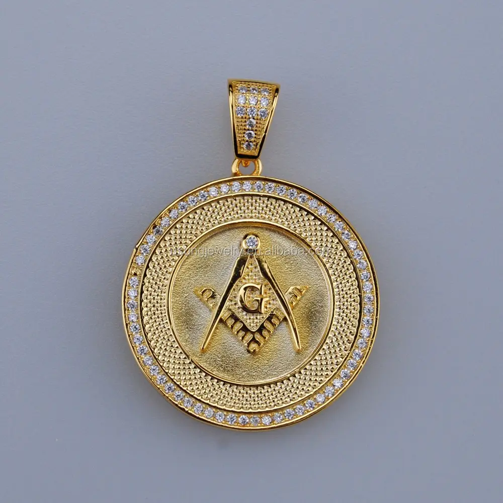 925 sterling silver diamond micro pave masonic jewelry pendant wholesale
