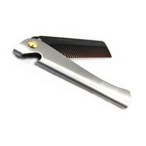 Premium in metallo con manico per barba e denti lisci Design portatile pieghevole per baffi da viaggio pettine per la toelettatura da uomo - Product Image 2