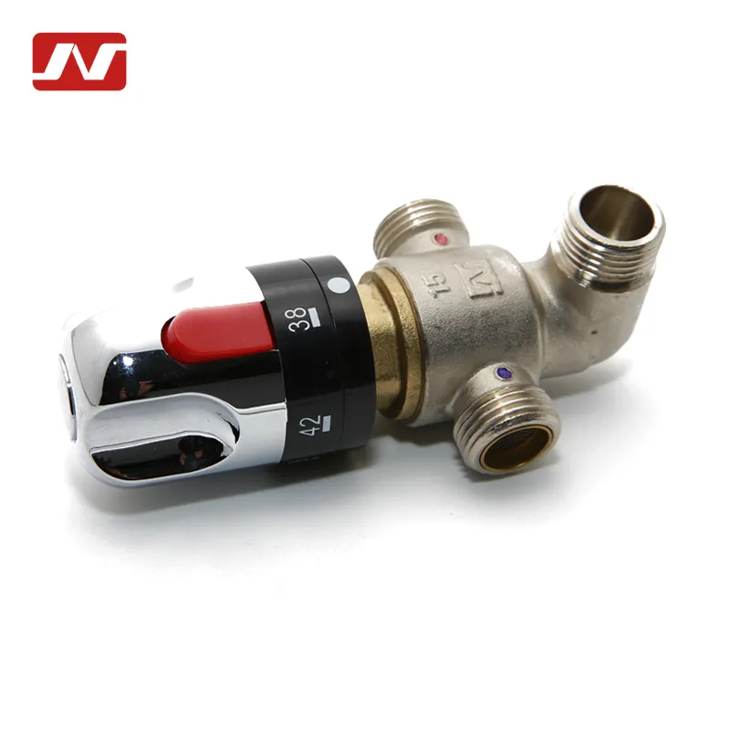 China Fabrikant 1/2 "Messing Thermostatische Tempering Valve DN15G 3 Weg Magneetventiel 34 Thermostatische Klep Voor Warm Water 4 manier