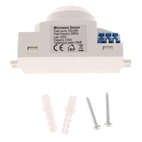 Détecteur de mouvement micro-ondes à capteur de plafond 220V AC, orientable à 360 degrés, avec temporisation de 8 à 12 minutes et interrupteur lumineux