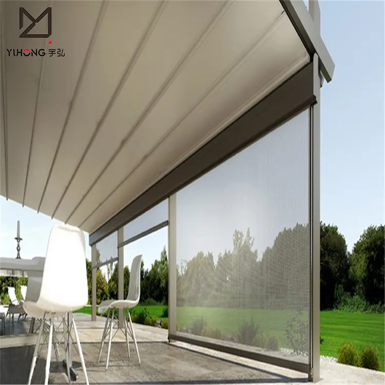 Sunshine shade balcony curtain motorized polyester roller anti uv outdoor zip track blinds