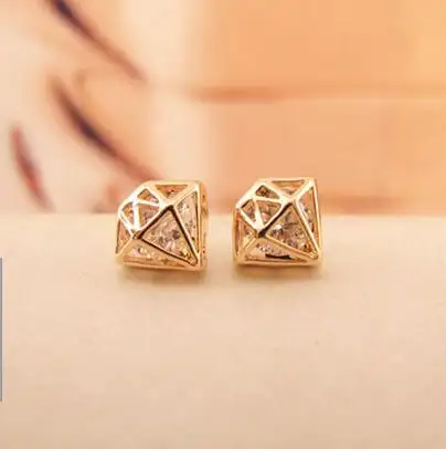 Nieuwste Fashion Golden Sliver Diamond Shape Oorbellen Luxe Sfeer Sieraden Mode-Sieraden Vinden Factory Direct