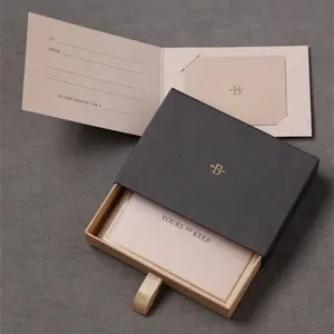 Caja de cartón con impresión de logotipo personalizado, cajonera deslizante de cartón para anillos de boda, embalaje de joyería de papel, venta al por mayor