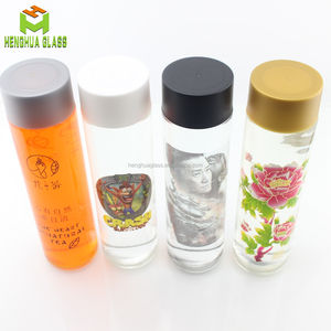 Bouteille de jus en <span class=keywords><strong>verre</strong></span> ronde de 16 oz (500 ml) avec logo personnalisé, style Voss, contenant d'eau minérale liquide, bouteille en <span class=keywords><strong>verre</strong></span> liquide avec bouchon en <span class=keywords><strong>plastique</strong></span> - Product Image 3