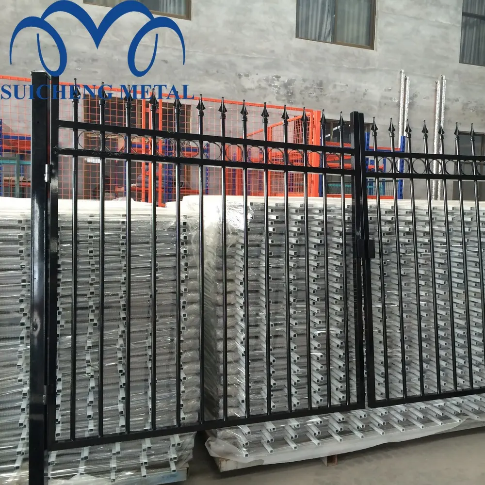 2024 guangzhou garten zaun/cloture en fer/panel pagar besi tempa murah untuk dijual
