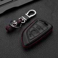 Porte-clés de voiture 4D en cuir véritable noir pour X3 X4 X5 X6 SUV Type de fermeture suspendue avec boîte porte-clés incluse