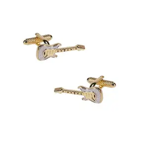 Novelty Luxury Gold Diamond Guitar Design Cufflinks For Man