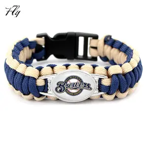 Fashion Baseball Team Charm Paracord Survival Bracelet With Custom Logo