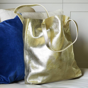 <strong>Silver</strong> Gold Oversize Tote <strong>Handbag</strong> Women's Casual Tote Bag Designer Metallic PU Leather Fashion Bag Waterproof Soft Bag Daily - Product Image 3