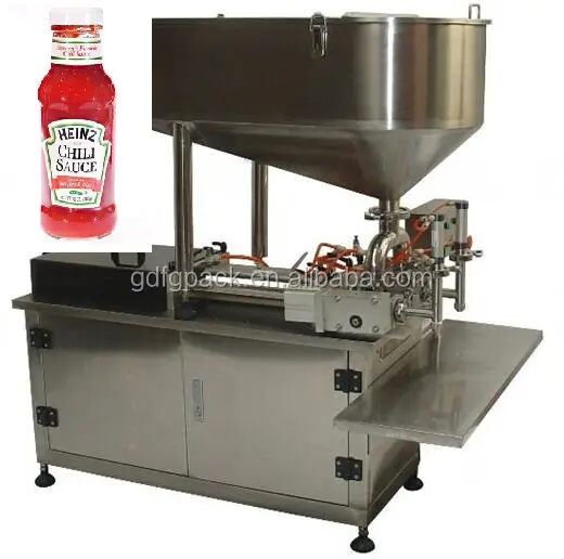 Semi-automática de doble cabezas ketchup pasta/Salsa pistón dosificador relleno con certificado CE proveedor Guangdong