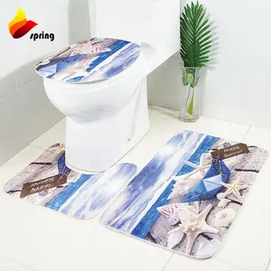 Ensemble de tapis de salle de bain de luxe tapis absorbant l'eau imprimé personnalisé 3d tapis de bain de toilette étanche