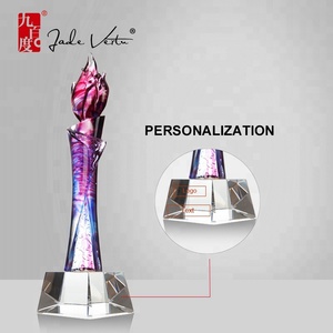 Trophée en forme de flamme de feu en cristal K9 Jadevertu, forme de bougie, haute qualité, pâte de verre, art, logo personnalisé gravé, coloré - Product Image 5