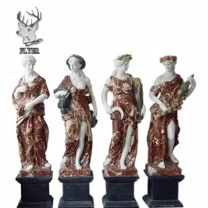 Famous Western Four Seasons Lady Statoe Stitching Color Marble Stone Sculpture of Four Season God Woman Statue