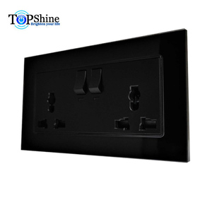 Topshine 146 loại đôi 13amp phổ điện chuyển đổi và ổ cắm ổ cắm với chỉ số trong màu đen - Product Image 4