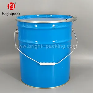 अनुकूलित 5 गैलन बाल्टी धातु टिन बाल्टी 20 लीटर पेंट बाल्टी 20 लीटर विलायक पीपा संभाल और पीछे पीछे फिरना ढक्कन के साथ