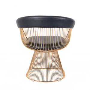 Chaise de mariage de haute qualité, chaise de salle à manger en fil d'or avec coussin de siège en PU, chaise de salon, sucette goldfinger - Product Image 3