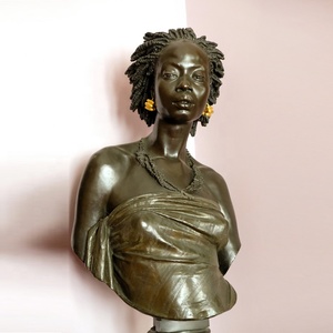 Levensgrote Metalen Messing Vrouw Sculptuur Bronzen Afrikaanse Meisje Buste Standbeeld - Product Image 3