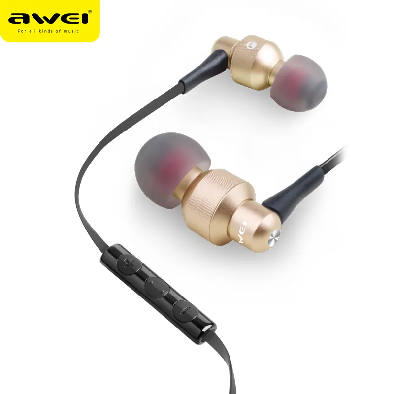 Awei גבוהה באיכות בס סטריאו ב-אוזן דיבורית ES-50TY מתכת Wired אוזניות עם מיקרופון עבור טלפונים ניידים