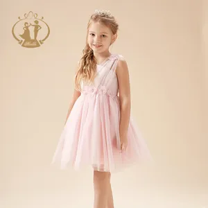 Детское платье из тюля Nimble, кружевное розовое платье для девочек, в сельском стиле, для свадебных торжеств, большие размеры от 4y до 12y