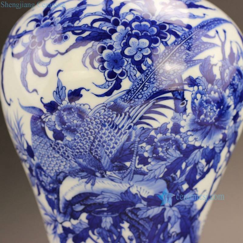 RZFD02 h 13 英寸清朝康熙时期复制明亮的蓝色白花鸟瓷花瓶| Alibaba.com