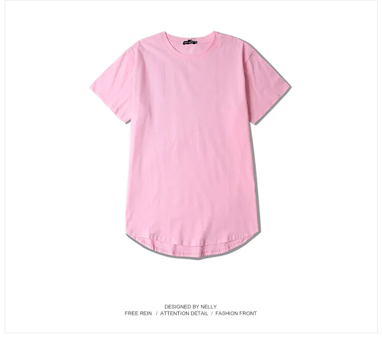 brand quality clothing t shirts men extended swag tshirts homme Urban Kpop Curve Hem Longline Hip Hop T-shirt Blank Men Clothing